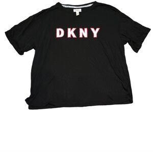 DKNY Women's Black Tee with Red Logo